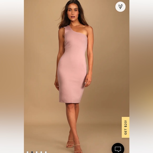 Lulus Blush Pink One-Shoulder Bodycon Midi Dress - Picture 7 of 7